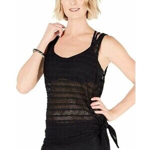 NWT GO GOSSIP Mix & Mesh 2 in 1 Crochet Tankini Top sz M Black